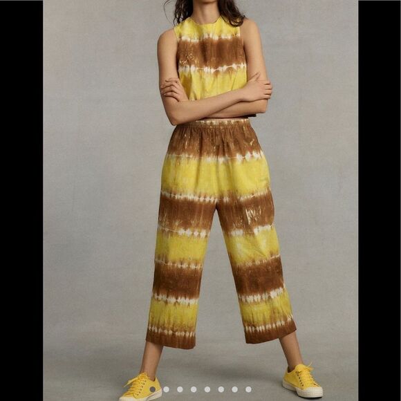 Whit two Striped tie dye pant set by Anthropologie